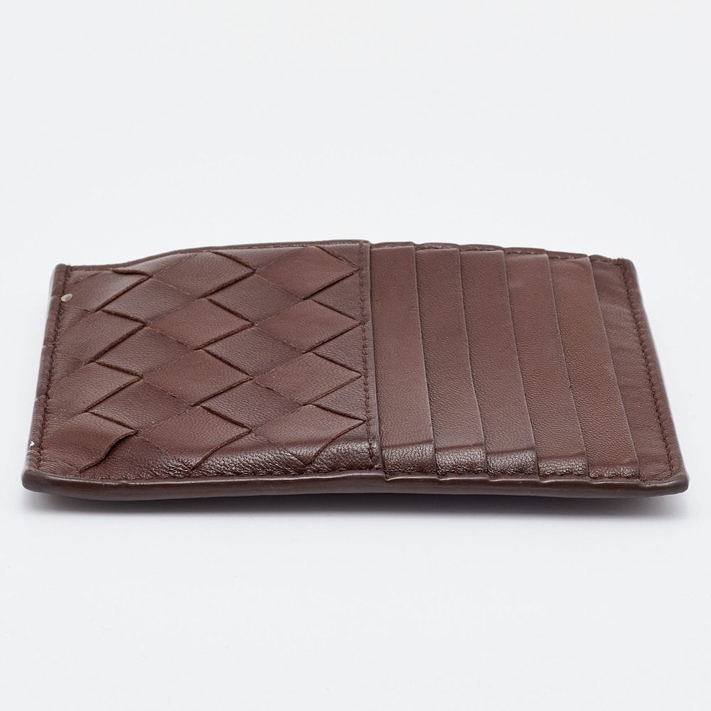 BOTTEGA VENETA Brown Intrecciato Leather Zip Card Holder - Picture 7 of 8